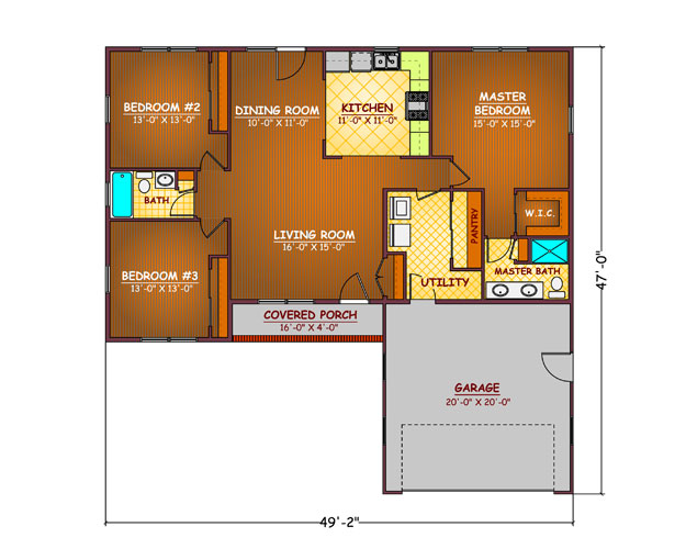 Home Plan Designs And Blueprints: Bedrooms: 3 Bathrooms: 2 Heated 