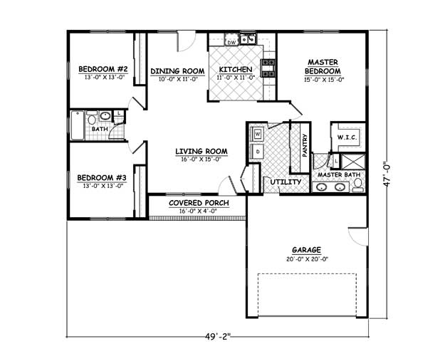 Home Plan Designs And Blueprints: Bedrooms: 3 Bathrooms: 2 Heated 